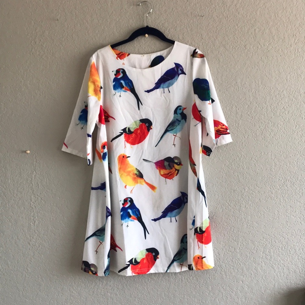 Bird print mini dress